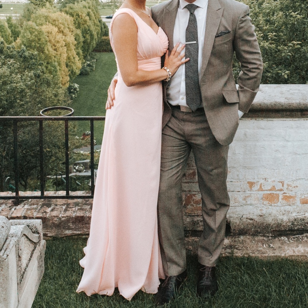 Light pink one shoulder bridesmaid dress size 0